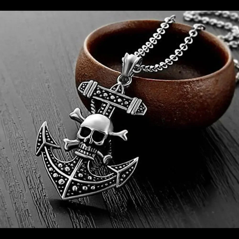 Retro Pirate Skull Anchor Pendant‎